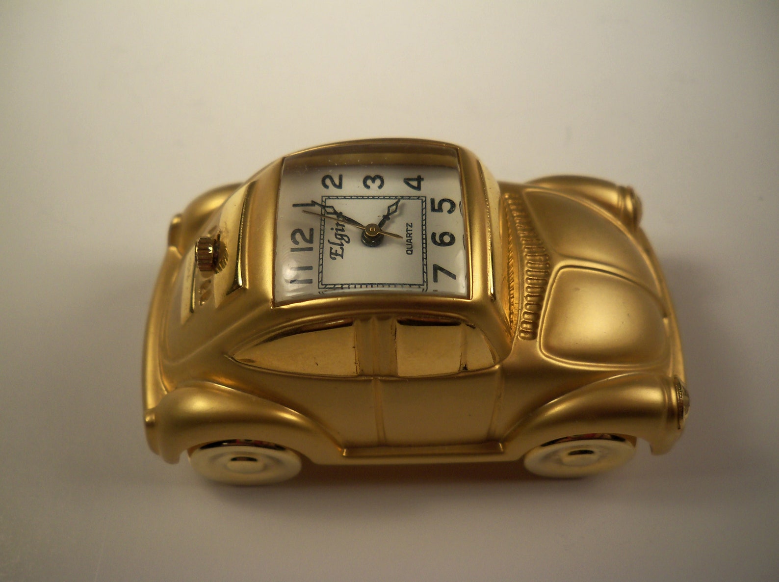 Elgin Volkswagen Beetle Mini Clock Bright Gold Tone Car 1980s Etsy