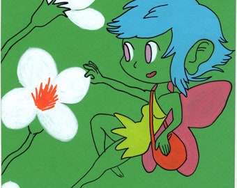 Fairy Forager Acrylic Marker Painting