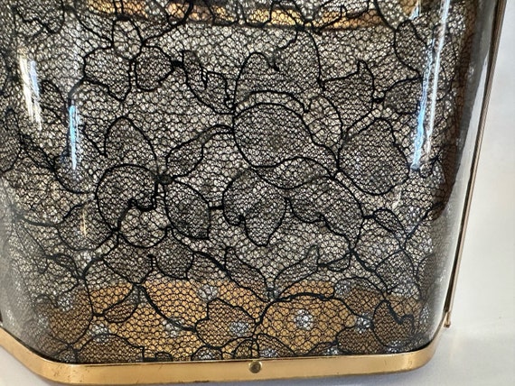 Vintage Majestic Lucite Purse With Black Lace - image 8