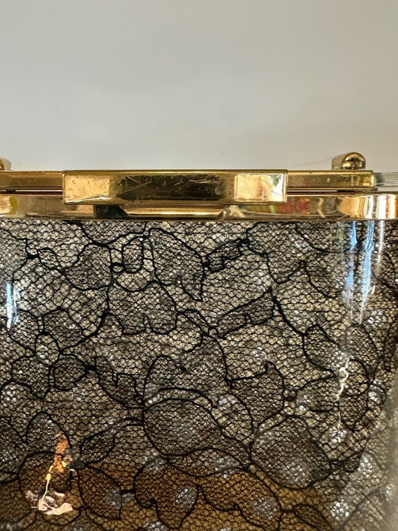 Vintage Majestic Lucite Purse With Black Lace - image 7