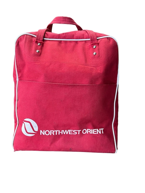 Vintage Northwest Orient red canvas airline carryo
