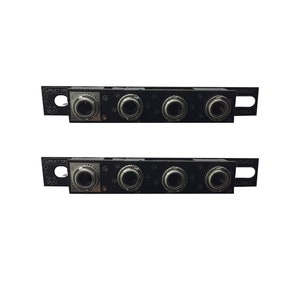 May include: Two black metal plates with six silver-colored jacks, labeled "Walket On" and "Atwalk", each plate has three jacks.