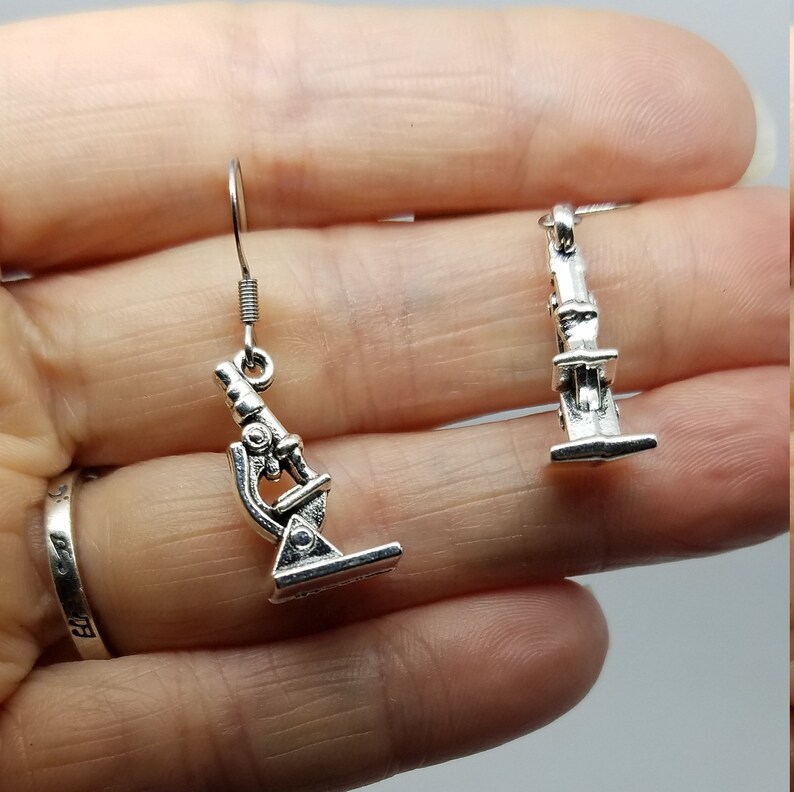 Microscope Jewelry Set Earrings & Necklace Microbiology | Etsy