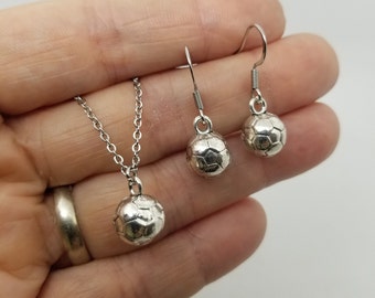 Soccer 3D Ball Charm Earrings & Necklace Set or Separate