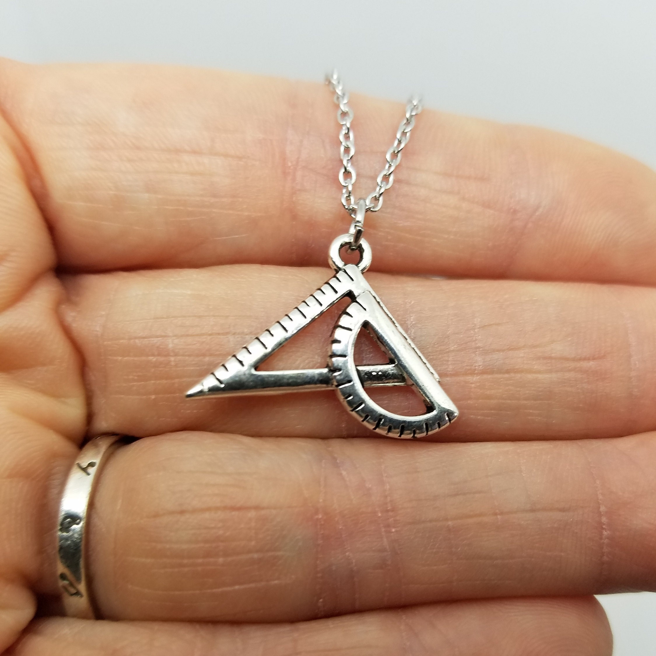 Protractor Charm Earrings & Necklace Set or Separate Etsy