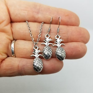 Pineapple Earrings & Necklace Set or Separate - Food Jewelry