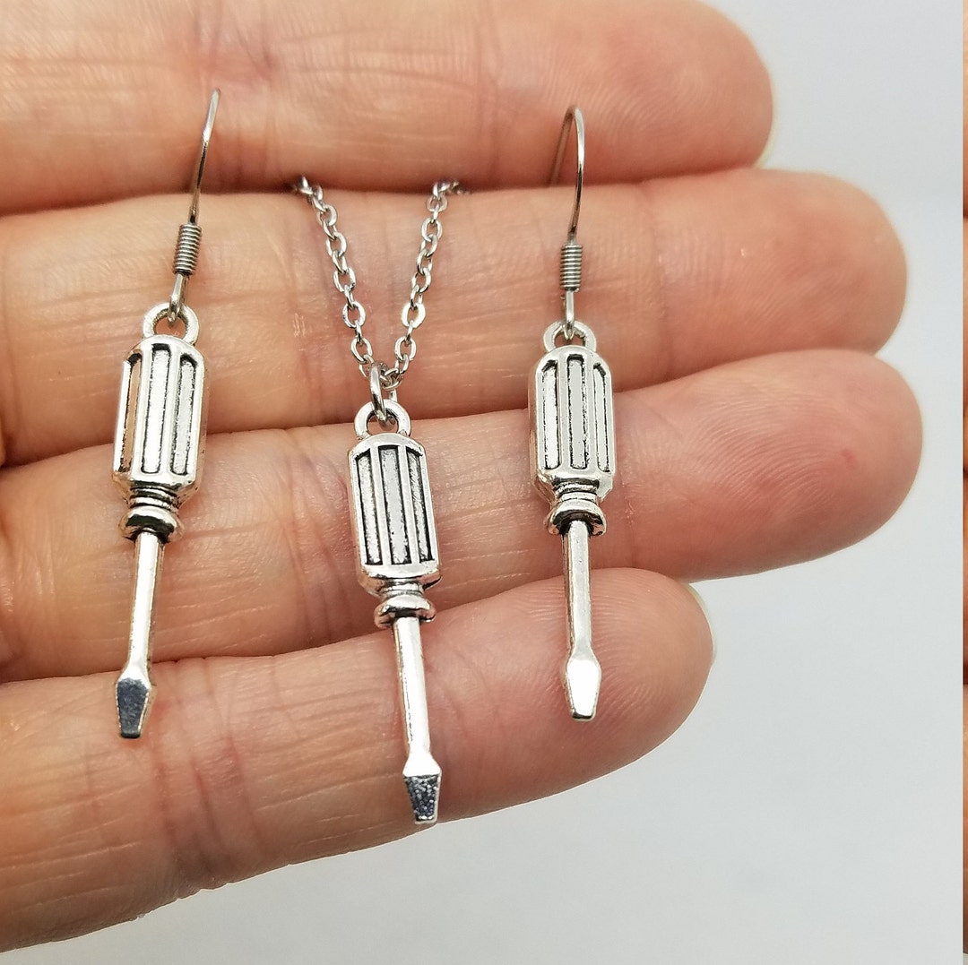 Screwdriver Charm Earrings & Necklace Set or Separate Etsy