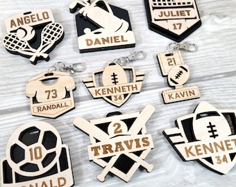 Customizable Sports Wooden Keyrings and Bag Tags