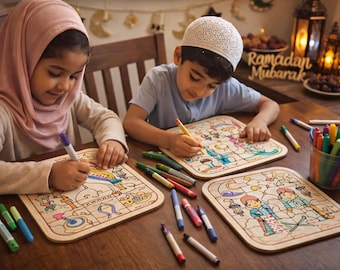 Ramadan & Eid Color Your Own Puzzle Set | Islamic Wooden Jigsaw Activities for Kids