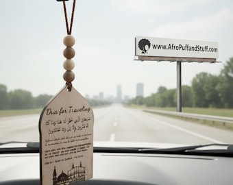 Islamic Dua Car Mirror Hanging – Muslim Travel Gift, Arabic Decor