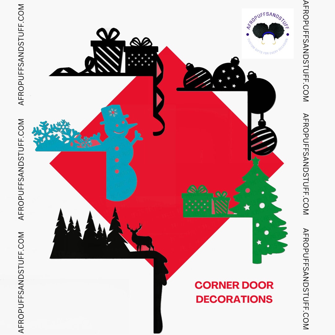 Holiday Door Trim Door Corner Laser Cut Wooden Holiday Door Decor Hand