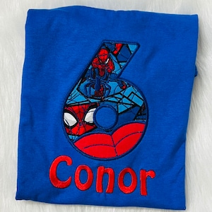 Custom Embroidered Spiderman Number Applique | Birthday Shirt Design | Superheroes | Personalized |