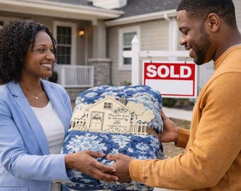 Personalized Real Estate Closing Gift Blanket Tag | Realtor Client Gift