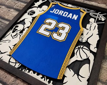 Custom Wooden Sports Keepsake: Personalized 3D Sports Jersey Plaque, Handcrafted