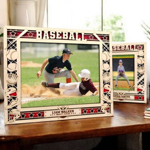 Personalizowana ramka z ikoną baseballu i piłki nożnej – spersonalizowany wyświetlacz zdjęć sportowych