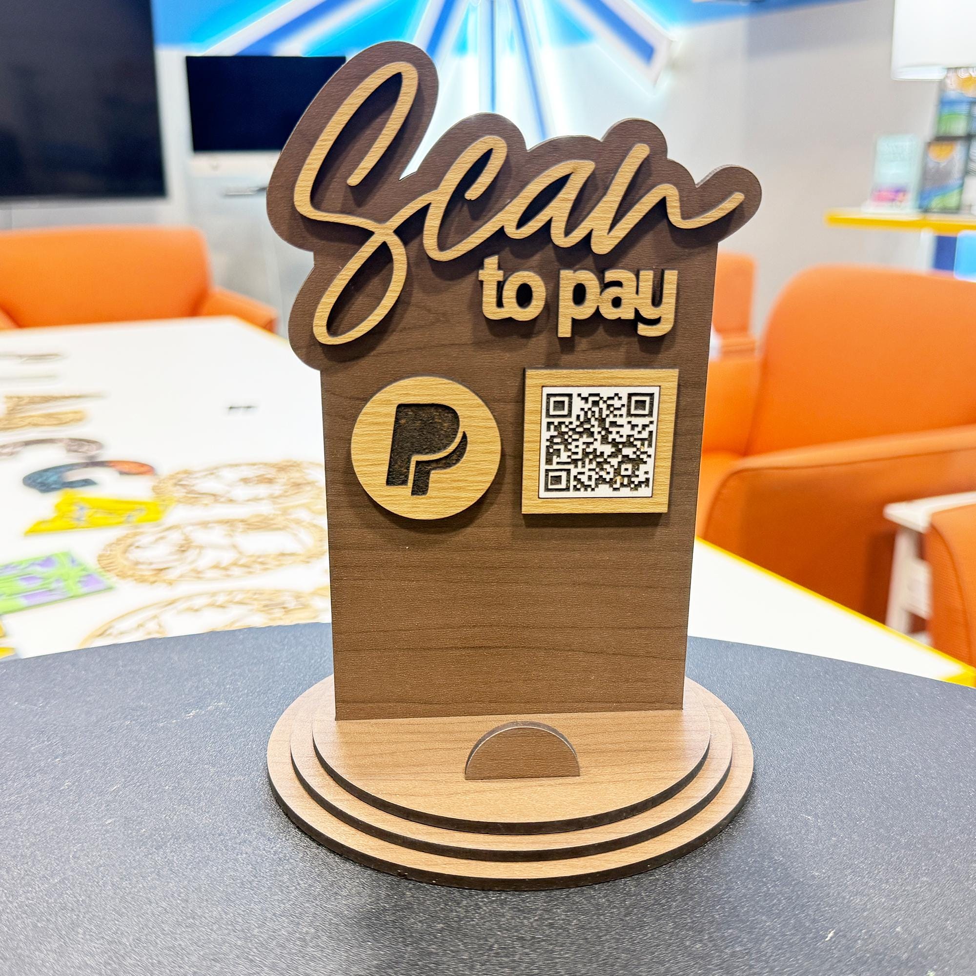 Custom Acrylic QR Code Sign: Scan to Pay/socialize - 4x10