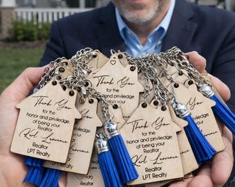 Personalisierte Haus Schlüsselbund - Realtor Closing Geschenk mit Quaste