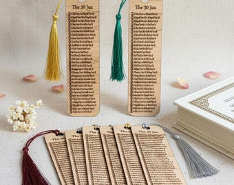 30 Juz Quran Bookmark -  Laser Cut Wooden: Islamic Gift, Ramadan Eid Favor