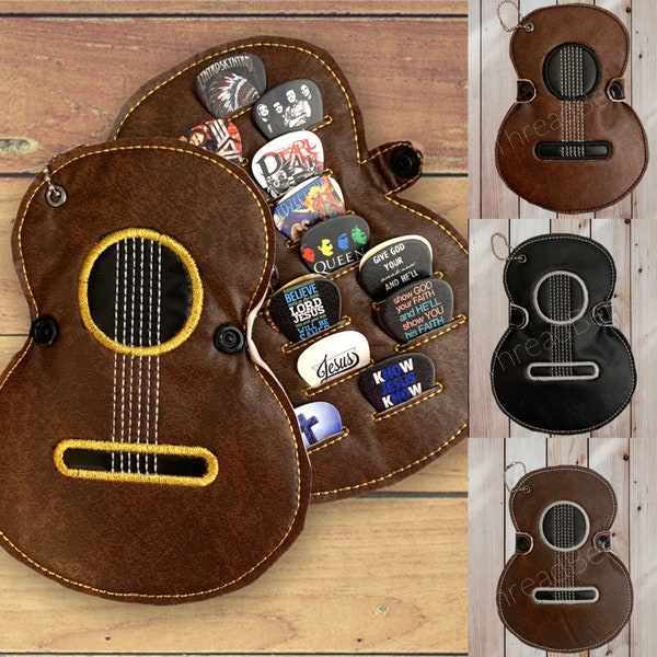 Musiin Walnut Wood Guitar Pick Holder With Magnetic Opening - Sturdy Guitar Pick Storage Box