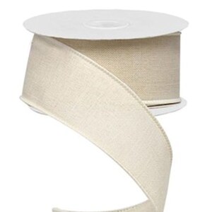 Solid Royal Burlap Cream Canvas Wired Edge Ribbon, 1.5" x 10 YARD ROLL Wreath Bow Garland Supplies RG1278C2