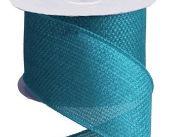 Turquoise Cross Royal Burlap Wired Edge Ribbon, 2.5" x 10 YARD ROLL Wreath Bow Garland Supplies RG1212A2