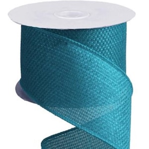 Turquoise Cross Royal Burlap Wired Edge Ribbon, 2.5&quot; x 10 YARD ROLL Wreath Bow Garland Supplies RG1212A2
