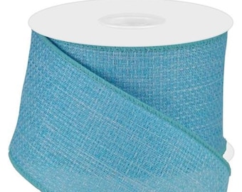 Light Blue Cross Royal Burlap Wired Edge Ribbon, 2.5" x 10 YARD ROLL Wreath Bow Garland Supplies RG121214