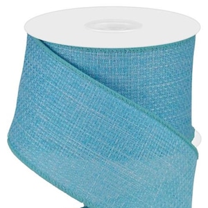 Light Blue Cross Royal Burlap Wired Edge Ribbon, 2.5&quot; x 10 YARD ROLL Wreath Bow Garland Supplies RG121214