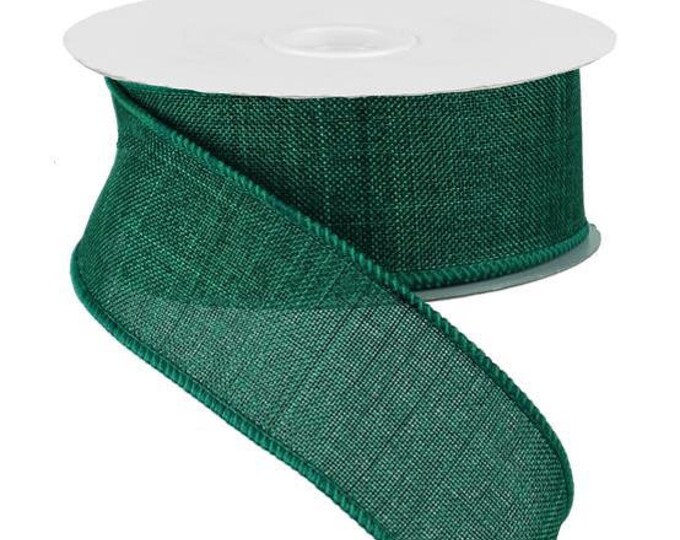 Solid Royal Burlap Emerald Green Wired Edge Ribbon, 1.5