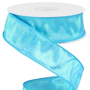 Iridescent Faux Dupioni Blue Wired Edge Ribbon, 1.5&quot; x 10 YARD ROLL Wreath Bows Garland Supplies RG0196403