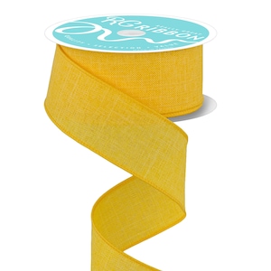Solid Royal Burlap Sun Yellow Wired Edge Ribbon, 1.5&quot; x 10 YARD ROLL Wreath Bow Garland Supplies RG12788N