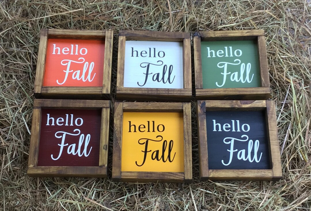 Hello Fall Solid Wood Sign Farmhouse Fall Home Decor Tiered Tray ...