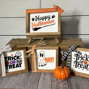 Halloween Wood Sign: Funny Ghost, Pumpkin Decor