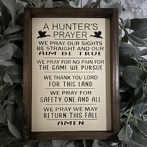A Hunter&#39;s Prayer Duck Hunting Wood Sign Sportsman Camping Farmhouse Lodge Home Decor Man Cave