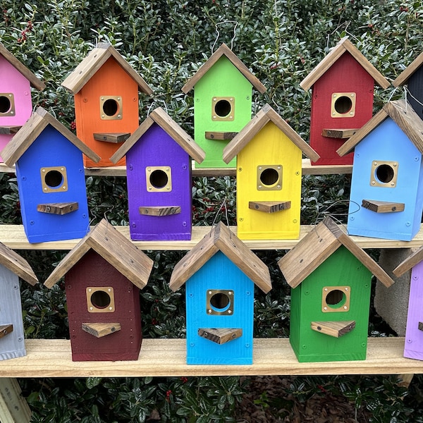 Custom Birdhouse, Outdoor Wood Birdhouse Pick your color