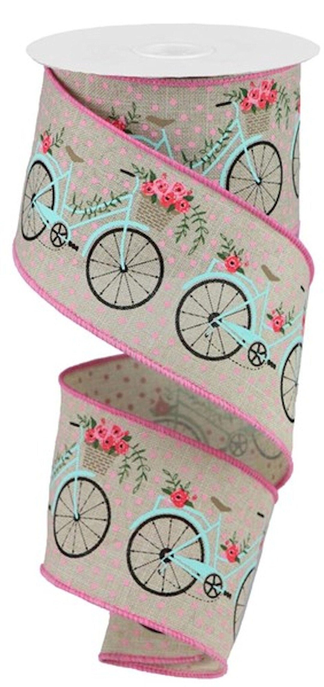Bicycles on Royal Wired Edge Ribbon, 2.5