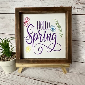 Hello Spring Wood Sign Farmhouse Home Decor