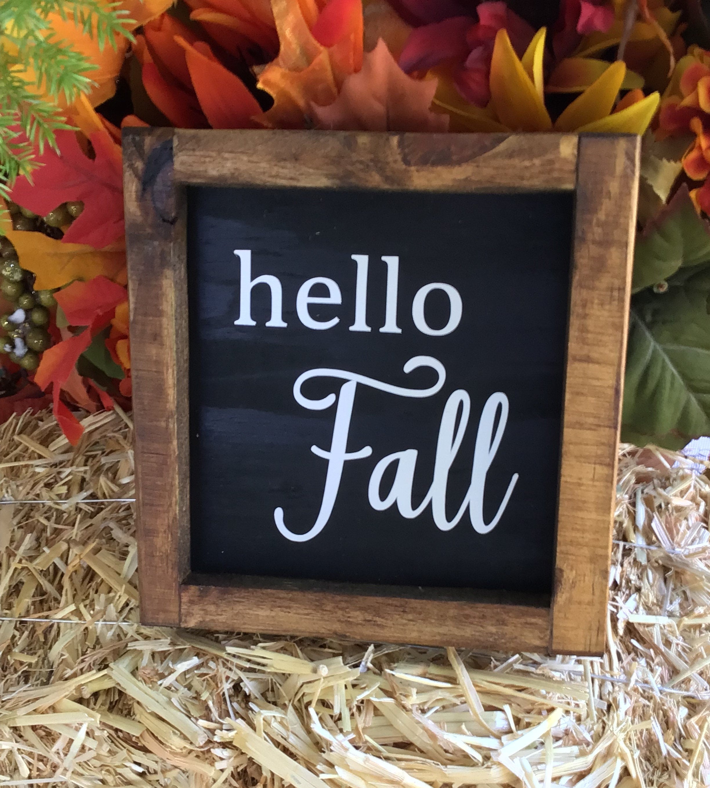 Hello Fall Solid Wood Sign Farmhouse Fall Home Decor Tiered Tray ...