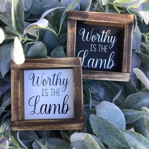 Worthy is the Lamb Easter Wood Sign Farmhouse Home Decor image 1