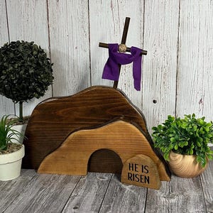 Empty Tomb Display, Christ&#39;s Resurrection, He is Risen, Easter Decor, Wooden Empty Tomb Scene, Christian Gifts