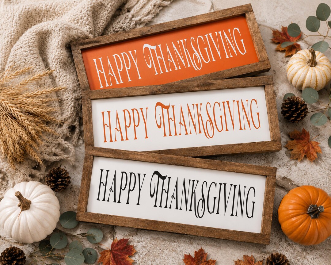 Happy Thanksgiving Sign | Farmhouse Fall Decor | Rustic Framed ...