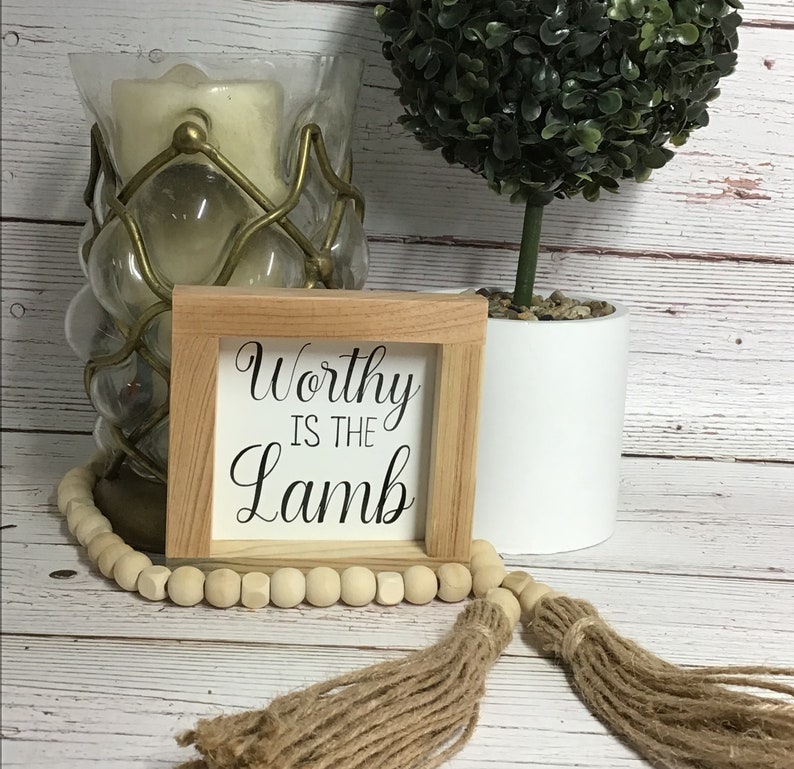 Worthy is the Lamb Easter Wood Sign Farmhouse Home Decor image 4