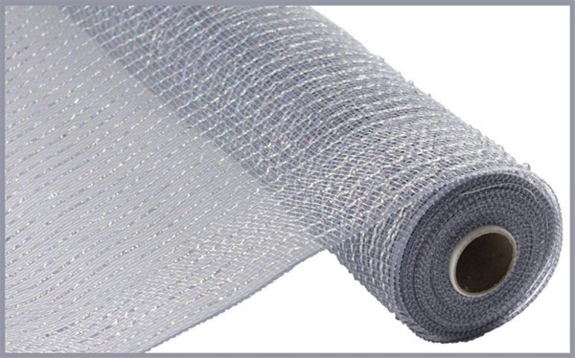10 Poly Deco Mesh: Wide Foil Laser Silver With Platinum [RE136684] 