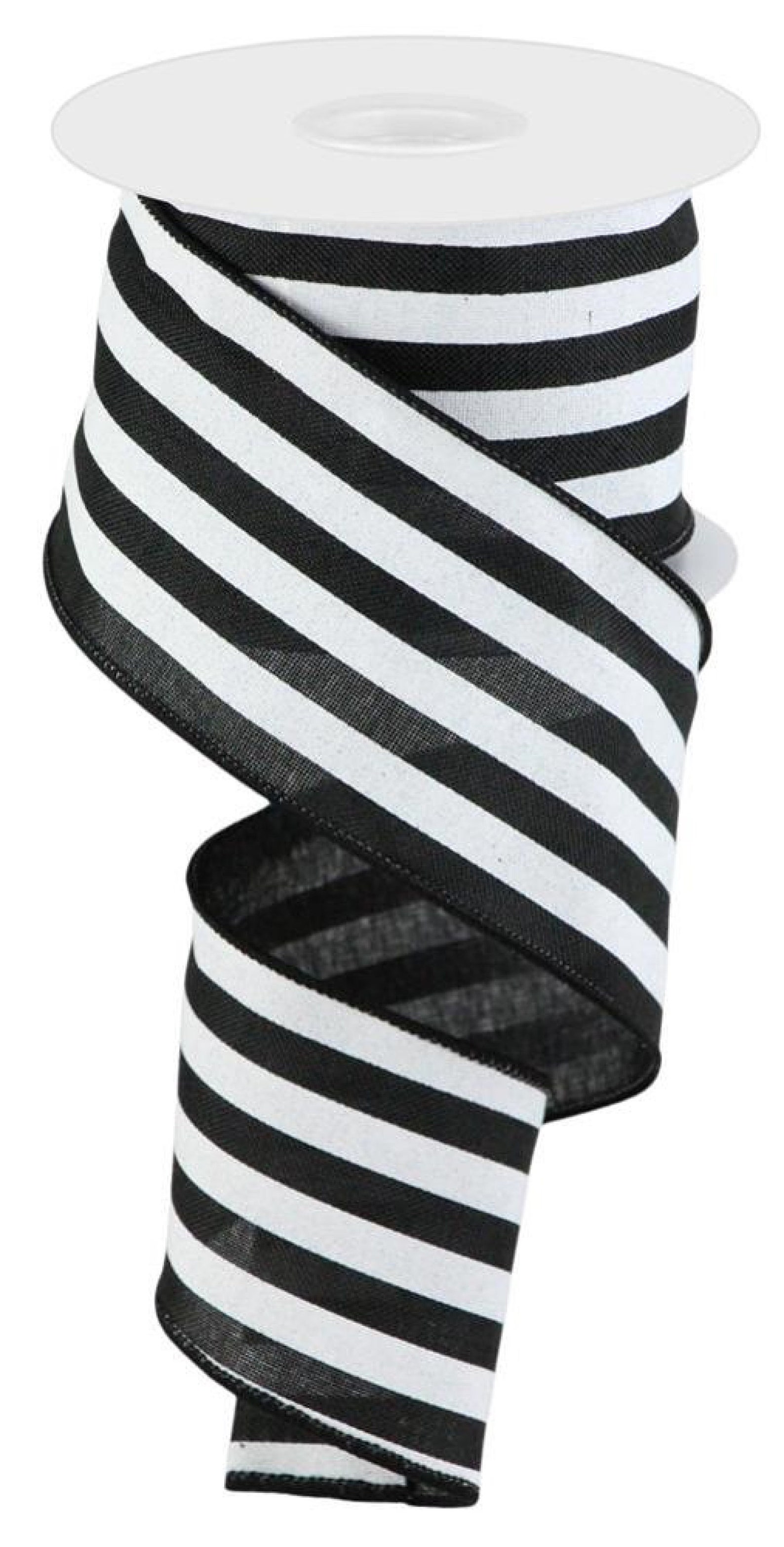 WhiteBlack Vertical Stripe Check Wired Edge Ribbon 25 RGC156302