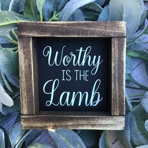 Worthy is the Lamb Easter Wood Sign Farmhouse Home Decor image 2