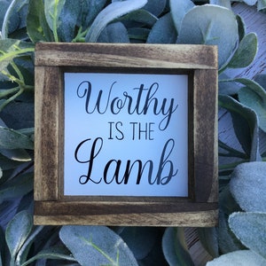 Worthy is the Lamb Easter Wood Sign Farmhouse Home Decor image 3