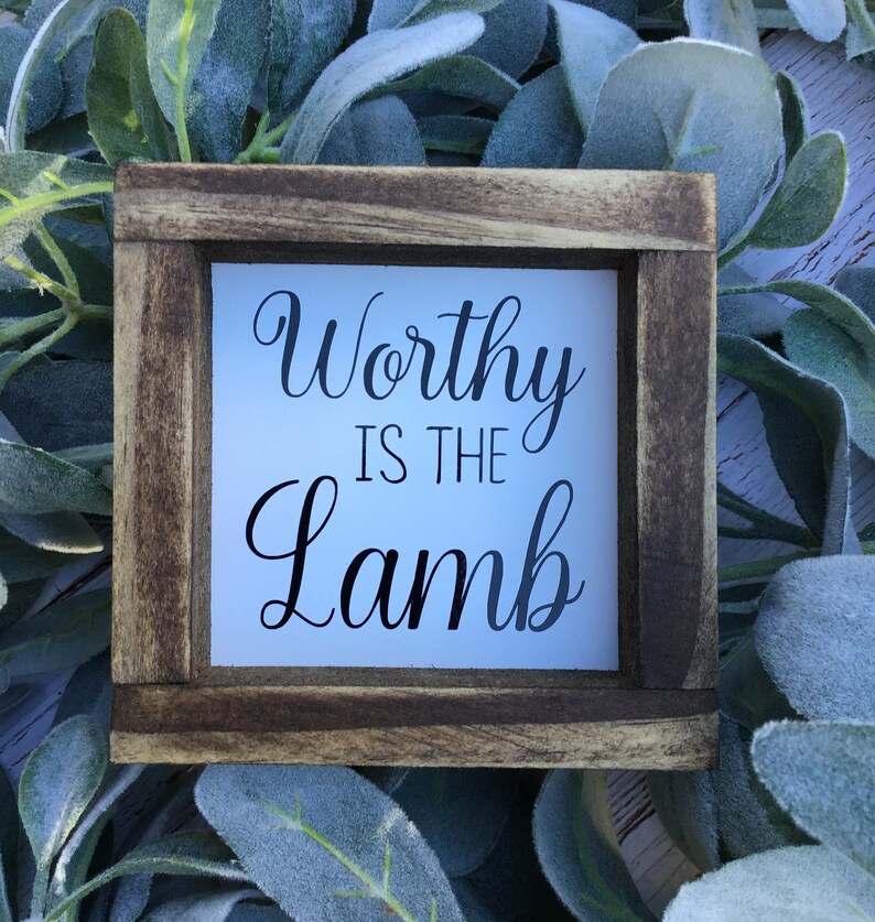 Worthy is the Lamb Easter Wood Sign Farmhouse Home Decor image 3