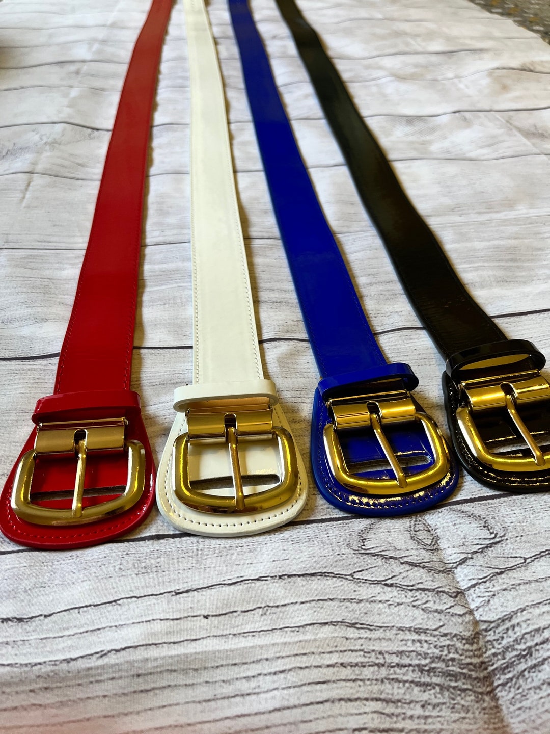 MLB Leather Baseball Belt Shiny Gloss Gold Patent Etsy