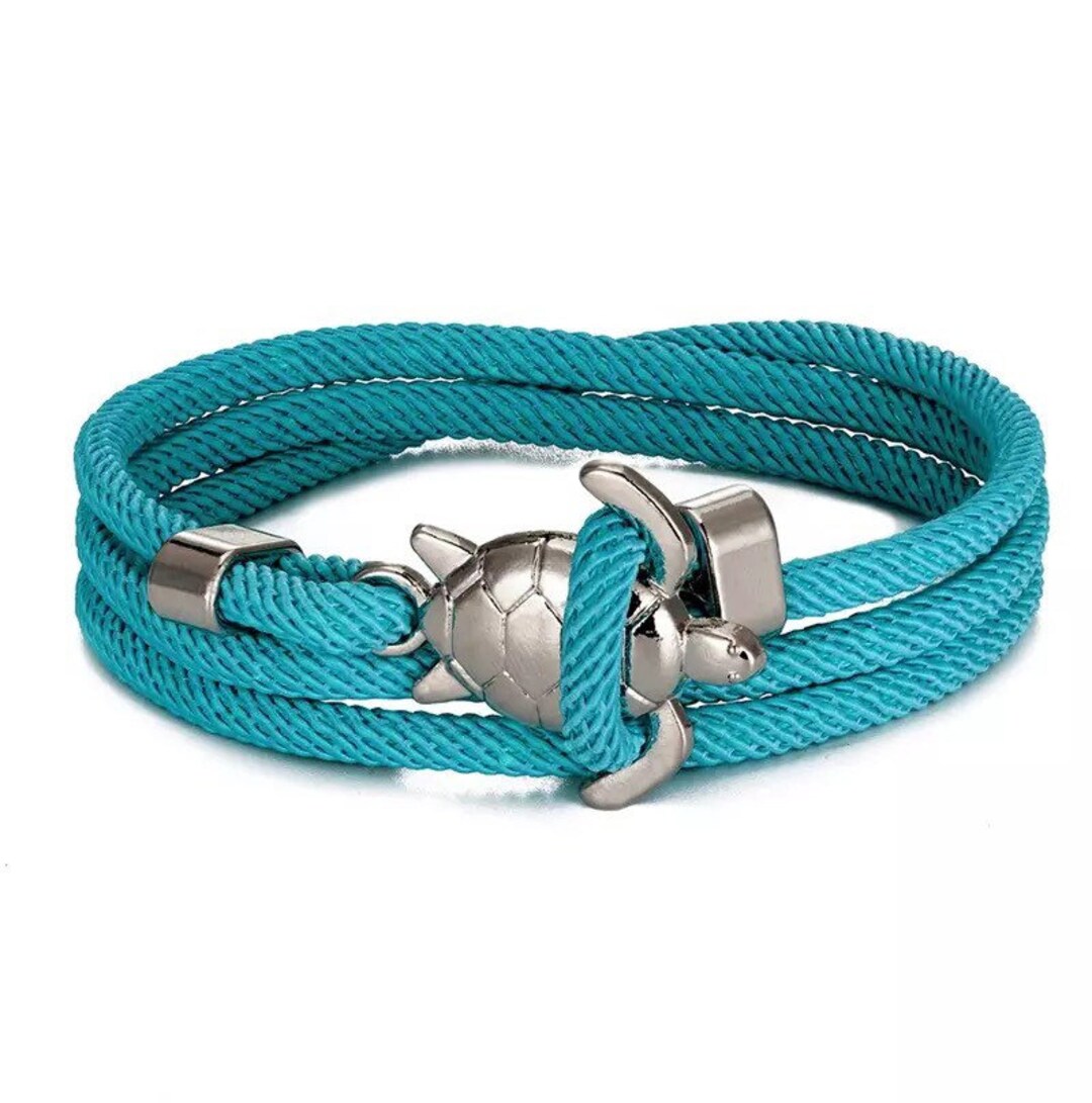 Sea Turtle Rope Bracelet Adjustable Paracord Corded Ocean Hook - Etsy
