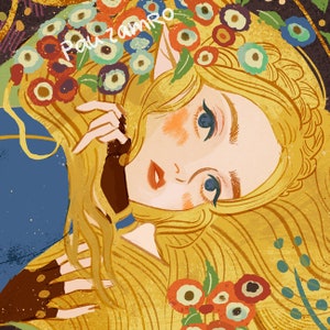 Princess Zelda Klimt inspired art print image 2